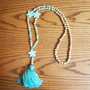 Teal and tan necklace
